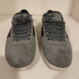 Gucci web glitter stud sneakers